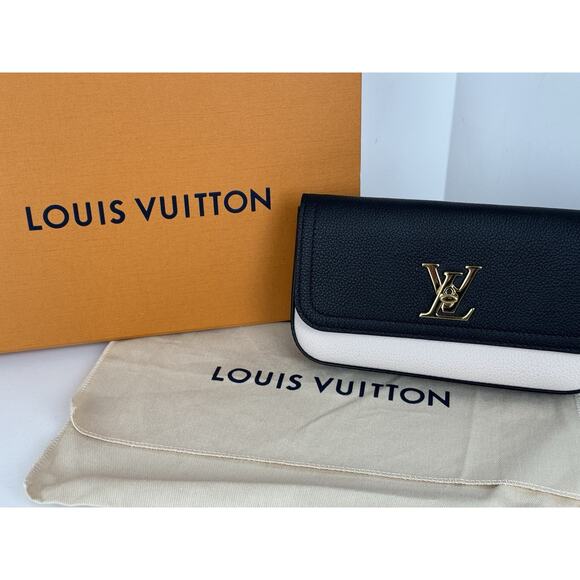Louis Vuitton Calfskin Lockme Phone Chain Pouch in Vanille and Black B-6 - Picture 14 of 16